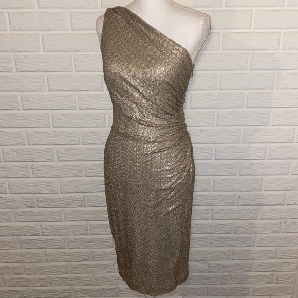 lauren ralph lauren one shoulder sheath dress Ralph Lauren One-Shoulder Draped Gown in Red